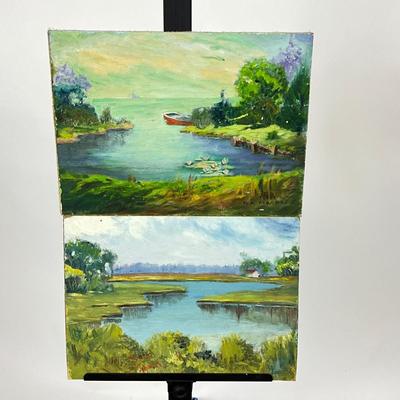 1404 Two Original Oil Painting of Waterscapes
