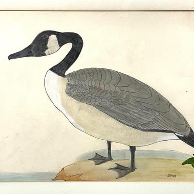 1406 Vintage Original Pastel Framed Art of Goose by H. Harvey