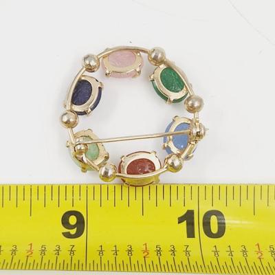 VINTAGE EGYPTIAN REVIVAL SCARAB CIRCLE BROOCH