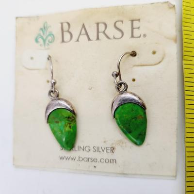 BARSE STERLING SILVER & KINGMAN GREEN TURQUOISE EARRINGS