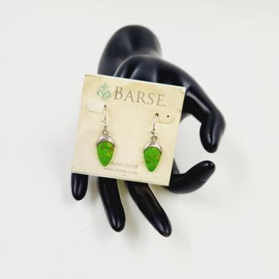 BARSE STERLING SILVER & KINGMAN GREEN TURQUOISE EARRINGS
