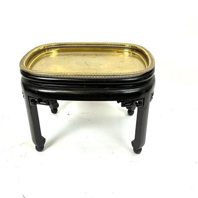 1409 Vintage Baker Chinese Brass Top Oval Tray Table