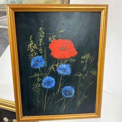 1412 Set of 3 Original Floral Oil Paintings