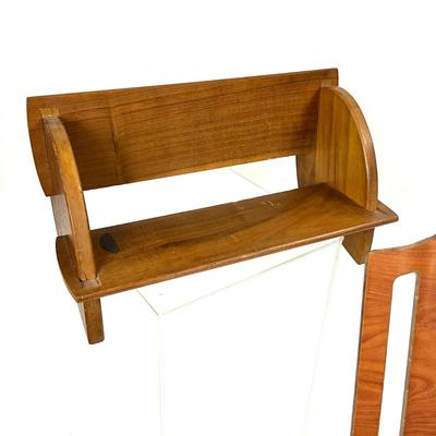 1417 Mid Century Modern Wood Tray and Book Shelf