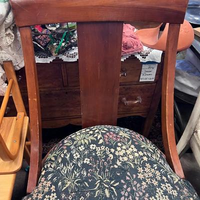 Vintage wood chair with floral seat