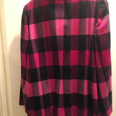 Vintage Anne Klein fuschia and black plaid blazer
