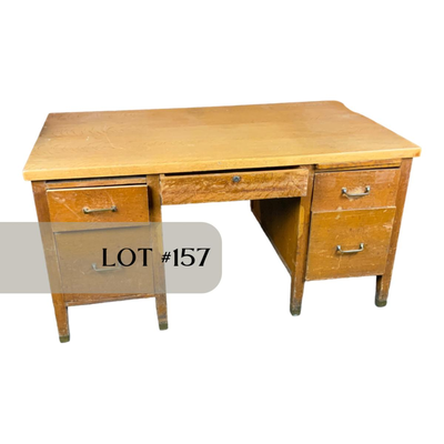 Lot 157 | Vintage Oak Teacherâ€™s Desk