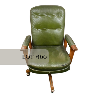 Lot 166 | Mid-Century Green Leather Office Chair