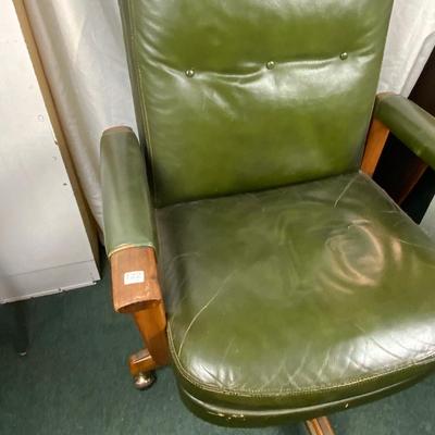 Lot 166 | Mid-Century Green Leather Office Chair