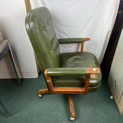 Lot 166 | Mid-Century Green Leather Office Chair