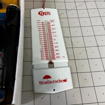 Junk Drawer Clean out: Paper Weight, Knife sheath, Bank Bag, Super Ball 