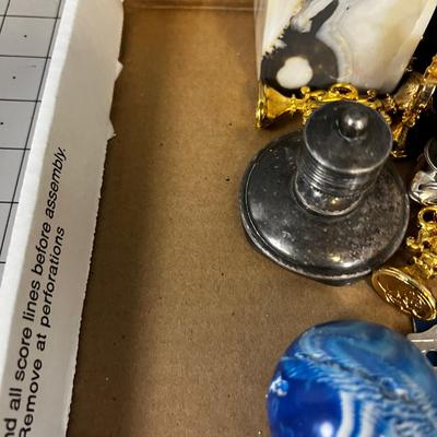 Junk Drawer Clean out: Paper Weight, Knife sheath, Bank Bag, Super Ball 