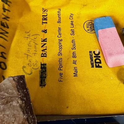 Junk Drawer Clean out: Paper Weight, Knife sheath, Bank Bag, Super Ball 