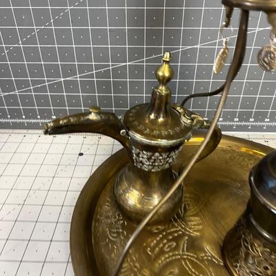 Turkish Coffee Pots w/Brass serving Plater