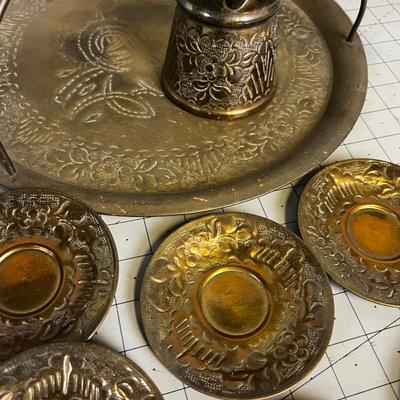 Turkish Coffee Pots w/Brass serving Plater