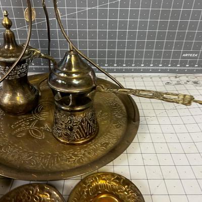 Turkish Coffee Pots w/Brass serving Plater