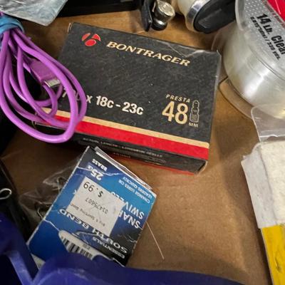 Tray of Junk: Fishing Reel, Tools, Clamp. 