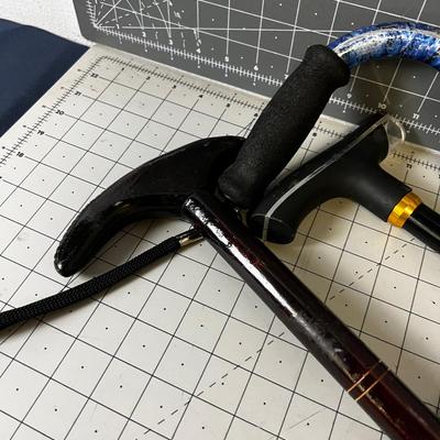 2 Adjustable Height & 1 Wood Cane