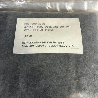 Wool Blanket Army or Civil Defense, Package in 1963 Clearfield Utah  