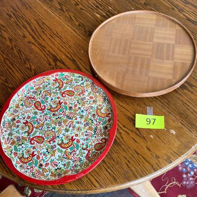 Wood Lazy Susan & Tin Tray