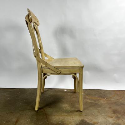 1372 Set of 6 Ivory Curved "X" Back Dining Chairs