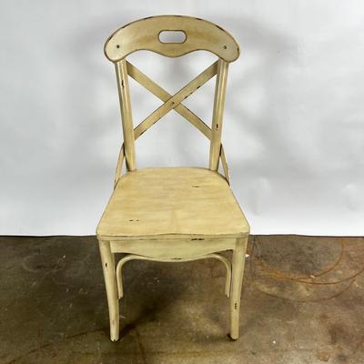 1372 Set of 6 Ivory Curved "X" Back Dining Chairs
