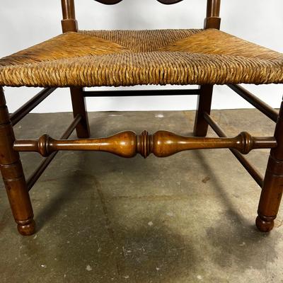 1373 Pair of Vintage Ladder Back Armchairs with Rush Seats