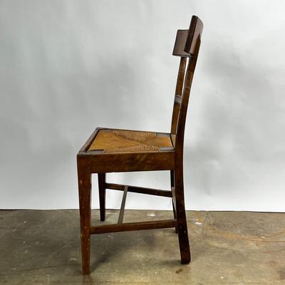 1374 Pair of Antique Walnut Rush Seats with Harp Back