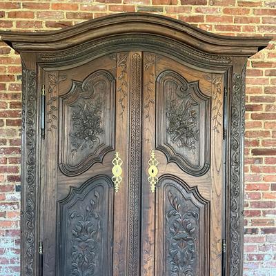 1440 Antique French Country Armoire Cabinet