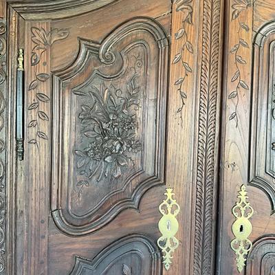1440 Antique French Country Armoire Cabinet