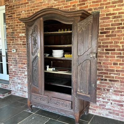 1440 Antique French Country Armoire Cabinet