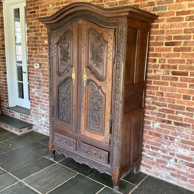 1440 Antique French Country Armoire Cabinet