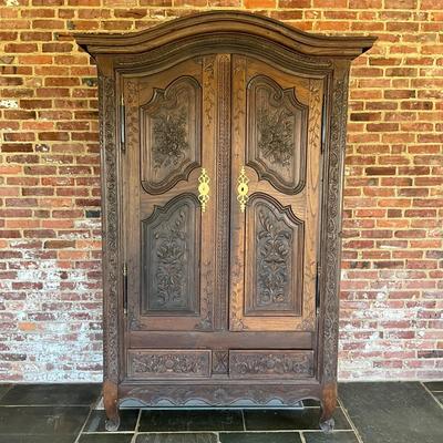 1440 Antique French Country Armoire Cabinet