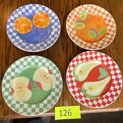 Lot of 4 Gingham Fruit plates