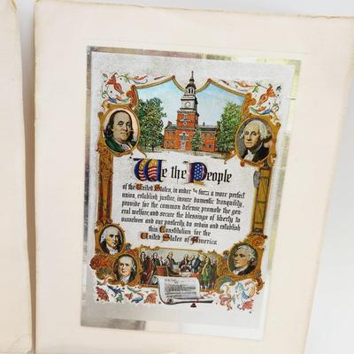 VINTAGE LITHOGRAPH AMERICAN CREED - WE THE PEOPLE - OH SAY CAN YOU SEE