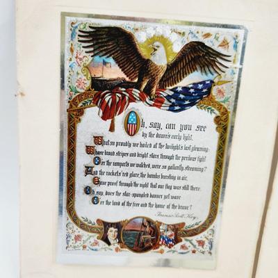 VINTAGE LITHOGRAPH AMERICAN CREED - WE THE PEOPLE - OH SAY CAN YOU SEE