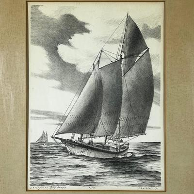 1427 Signed and Numbered Artwork by John Mall â€˜71 â€œChesapeake Bay Dingyâ€