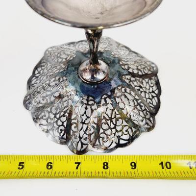 VINTAGE LOVELACE SILVER PLATED FILIGREE CANDY / STUFF HOLDER