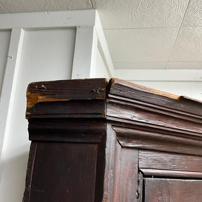 1443 Early Antique Primitive Corner Cabinet
