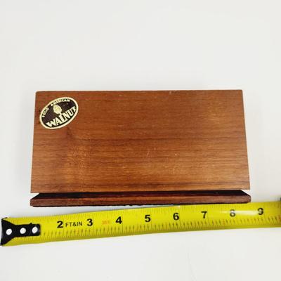 VINTAGE WALNUT LAZER PRINTED SHIP MAIL / NAPKIN HOLDER