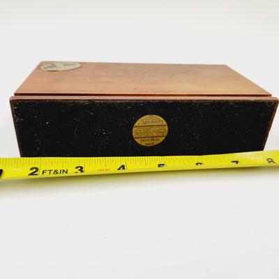 VINTAGE WALNUT LAZER PRINTED SHIP MAIL / NAPKIN HOLDER