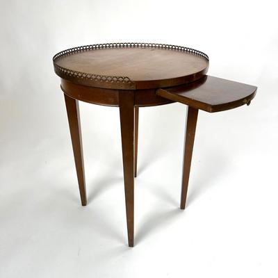 1429 Antique Round Galley Top End Table