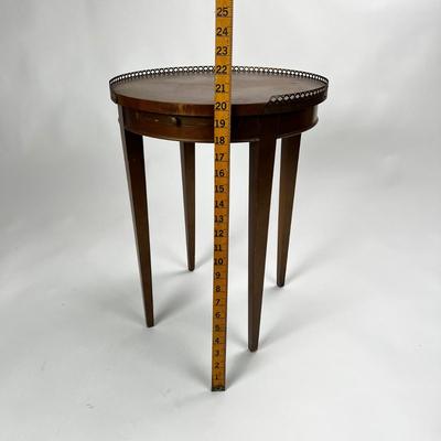 1429 Antique Round Galley Top End Table