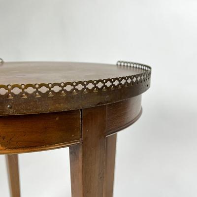 1429 Antique Round Galley Top End Table
