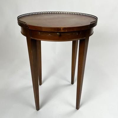 1429 Antique Round Galley Top End Table