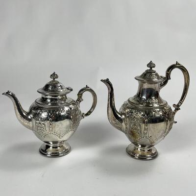 1432 Antique Victorian Silver Plate Tea Set of 6