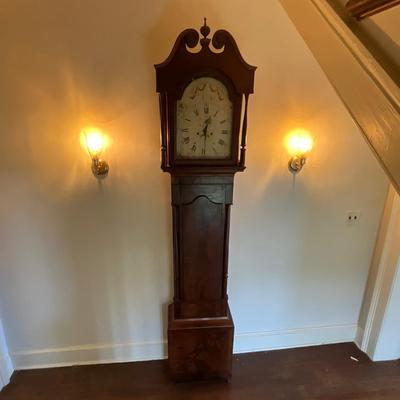 1442 Antique Mahogany Tall Case Grandfather Clock