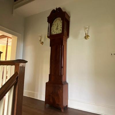 1442 Antique Mahogany Tall Case Grandfather Clock