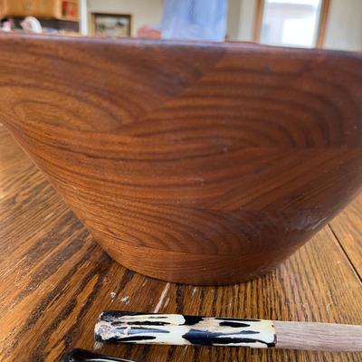 Wooden Salad Bowl and Fork + Spoon