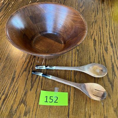 Wooden Salad Bowl and Fork + Spoon